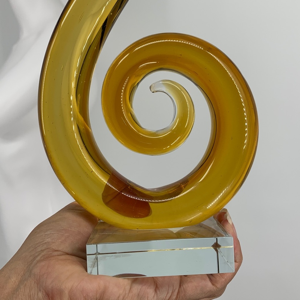 Love Knot Murano Style Hand Made Blown Abstract Art Sculpture Elegant Gold Glass - Picture 15 of 17
